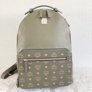 MCM military green Backpack Mixed Leather